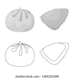 Vector design of products  and cooking symbol. Set of products  and appetizer stock symbol for web.
