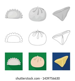 Vector design of products and cooking symbol. Collection of products and appetizer stock symbol for web.