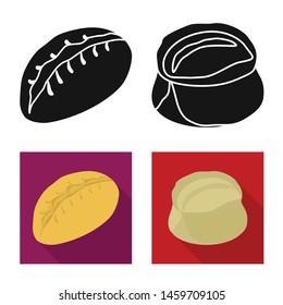 Vector design of products and cooking symbol. Set of products and appetizer stock vector illustration.