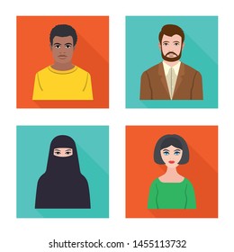 Vector design of profile and portrait logo. Collection of profile and profession stock vector illustration.