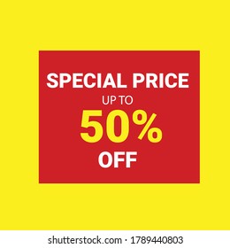 banner de promoción de diseño vectorial 50% de descuento para ventas de productos
