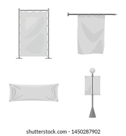 Vector design of promotional and textile symbol. Set of promotional and white stock symbol for web.