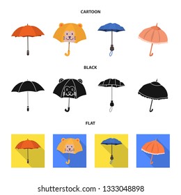 Vector design of protection and closed icon. Collection of protection and rainy stock vector illustration.