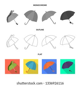 Vector design of protection and closed icon. Collection of protection and rainy stock symbol for web.