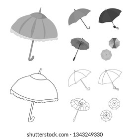 Vector design of protection and closed icon. Collection of protection and rainy stock symbol for web.