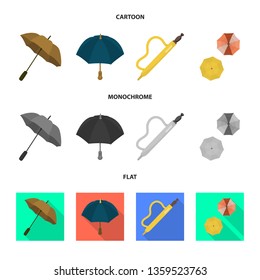 Vector design of protection and closed icon. Set of protection and rainy stock vector illustration.