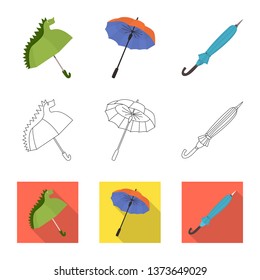 Vector design of protection and closed icon. Set of protection and rainy vector icon for stock.