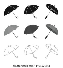 Vector design of protection and closed icon. Set of protection and rainy stock vector illustration.