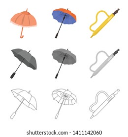 Vector design of protection and closed icon. Collection of protection and rainy vector icon for stock.