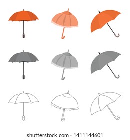 Vector design of protection and closed icon. Set of protection and rainy vector icon for stock.