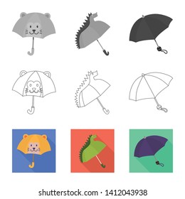 Vector design of protection and closed icon. Set of protection and rainy vector icon for stock.