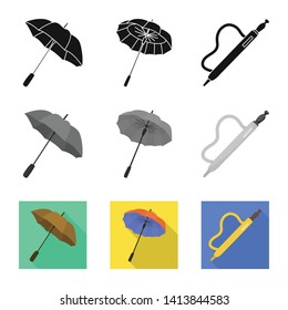Vector design of protection and closed icon. Set of protection and rainy stock vector illustration.