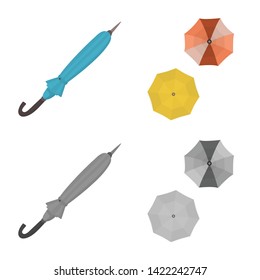 Vector design of protection and closed icon. Set of protection and rainy stock vector illustration.