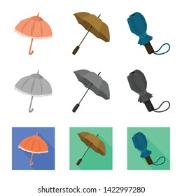 Vector design of protection and closed icon. Collection of protection and rainy stock symbol for web.