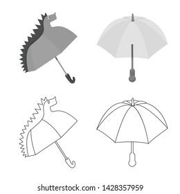Vector design of protection and closed icon. Collection of protection and rainy vector icon for stock.