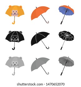Vector design of protection and closed icon. Set of protection and rainy stock symbol for web.