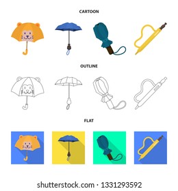 Vector design of protection and closed logo. Set of protection and rainy vector icon for stock.