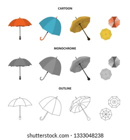 Vector design of protection and closed logo. Set of protection and rainy stock vector illustration.