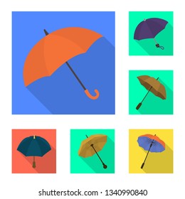 Vector design of protection and closed logo. Set of protection and rainy stock vector illustration.
