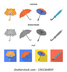 Vector design of protection and closed logo. Set of protection and rainy stock vector illustration.