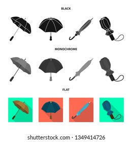 Vector design of protection and closed logo. Set of protection and rainy stock vector illustration.