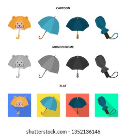 Vector design of protection and closed logo. Set of protection and rainy stock vector illustration.