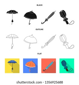 Vector design of protection and closed logo. Collection of protection and rainy stock symbol for web.