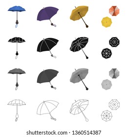 Vector design of protection and closed logo. Set of protection and rainy stock vector illustration.