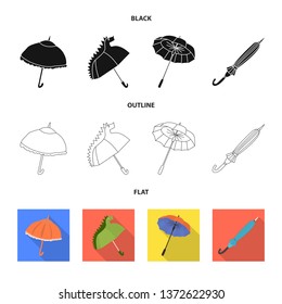 Vector design of protection and closed logo. Set of protection and rainy stock symbol for web.