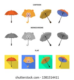 Vector design of protection and closed logo. Collection of protection and rainy stock vector illustration.