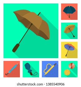 Vector design of protection and closed logo. Collection of protection and rainy stock symbol for web.