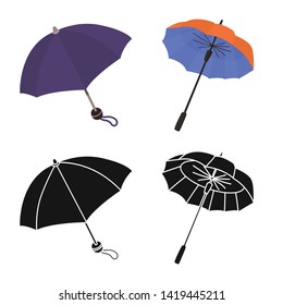 Vector design of protection and closed logo. Set of protection and rainy stock vector illustration.