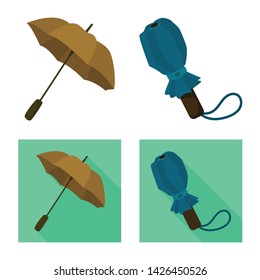 Vector design of protection and closed logo. Set of protection and rainy stock symbol for web.