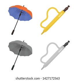 Vector design of protection and closed logo. Set of protection and rainy stock symbol for web.