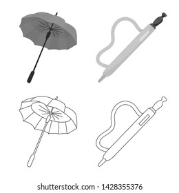Vector design of protection and closed logo. Collection of protection and rainy stock symbol for web.