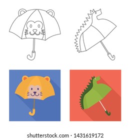 Vector design of protection and closed logo. Set of protection and rainy stock symbol for web.