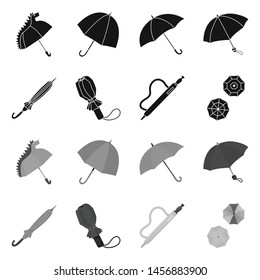 Vector design of protection and closed logo. Collection of protection and rainy stock symbol for web.