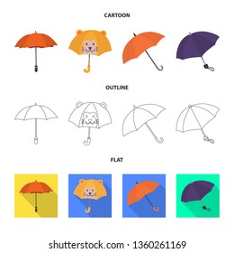 Vector design of protection and closed sign. Set of protection and rainy stock symbol for web.