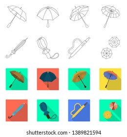 Vector design of protection and closed sign. Set of protection and rainy stock symbol for web.