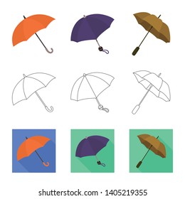Vector design of protection and closed sign. Set of protection and rainy stock symbol for web.