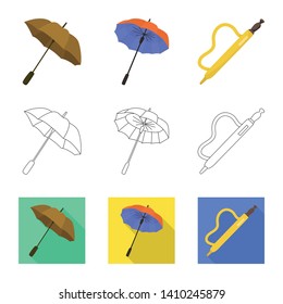 Vector design of protection and closed sign. Set of protection and rainy stock symbol for web.
