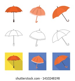 Vector design of protection and closed sign. Collection of protection and rainy vector icon for stock.