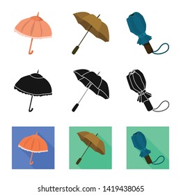 Vector design of protection and closed sign. Set of protection and rainy stock symbol for web.