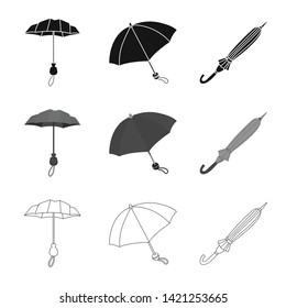 Vector design of protection and closed sign. Set of protection and rainy stock vector illustration.