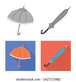 Vector design of protection and closed sign. Collection of protection and rainy stock vector illustration.