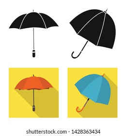 Vector design of protection and closed sign. Collection of protection and rainy stock symbol for web.