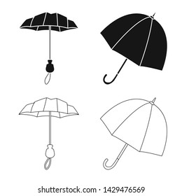 Vector design of protection and closed sign. Set of protection and rainy vector icon for stock.