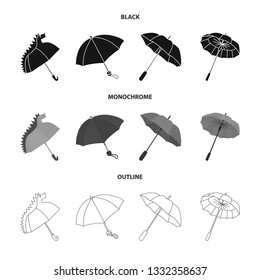 Vector design of protection and closed symbol. Set of protection and rainy stock vector illustration.