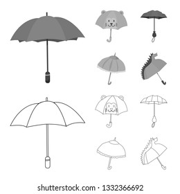 Vector design of protection and closed symbol. Collection of protection and rainy stock vector illustration.