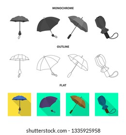 Vector design of protection and closed symbol. Set of protection and rainy stock symbol for web.